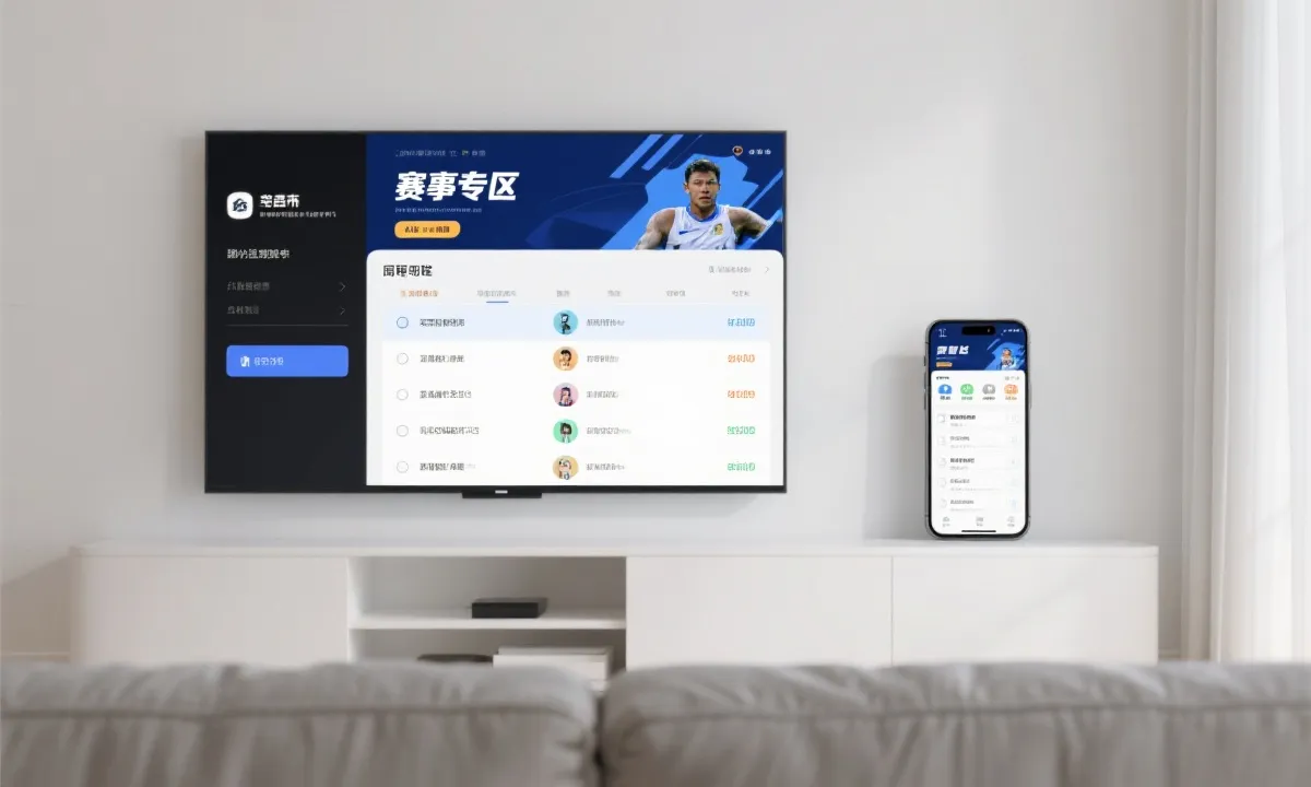 在手机与电视端对照查找赛事专区与直播入口的视觉示意图